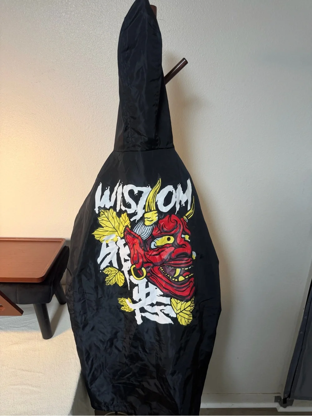 Black men’s anime Hooded Windbreaker Jacket
